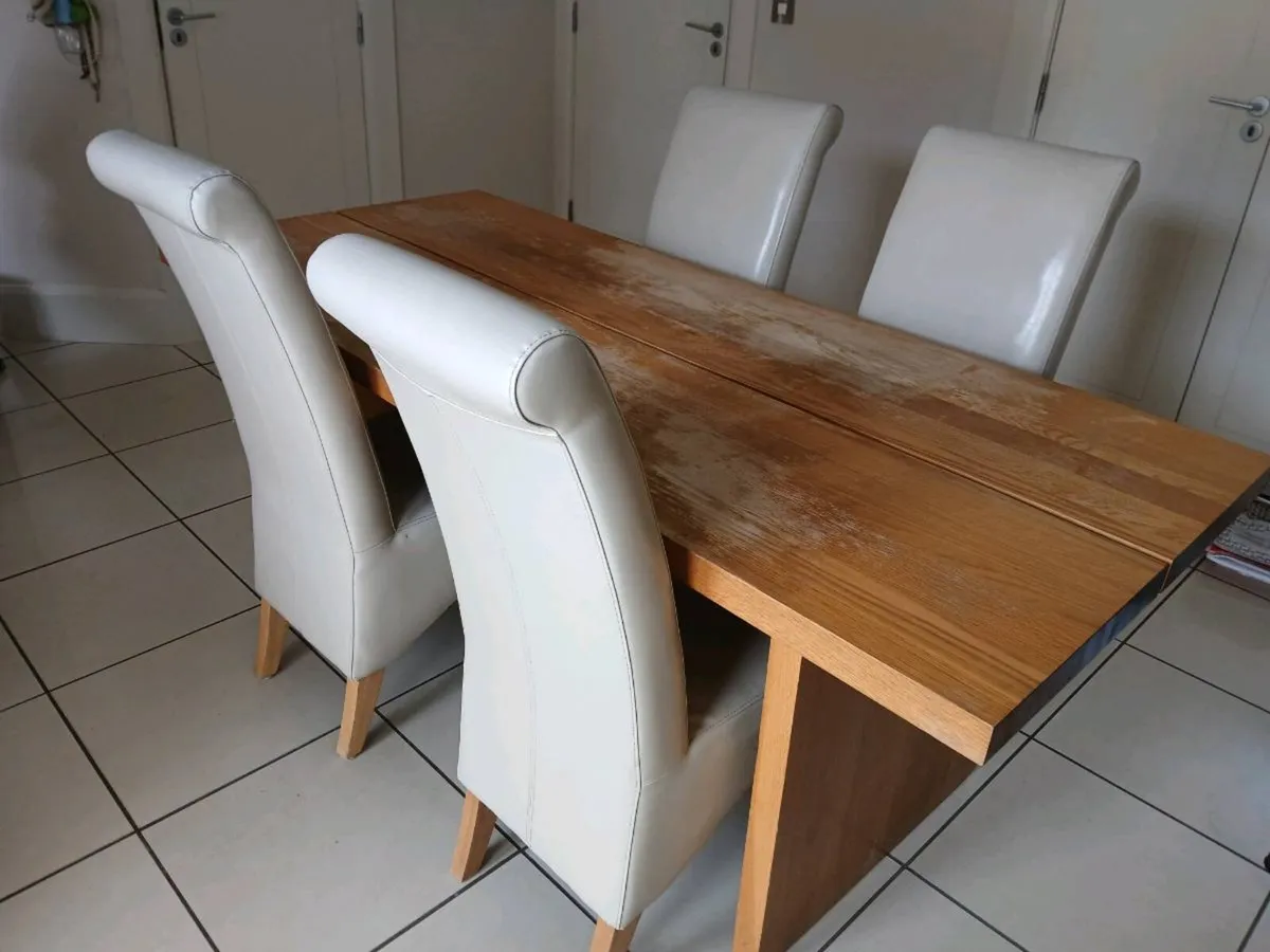Solid Oak Dining Table & Chairs - Image 4
