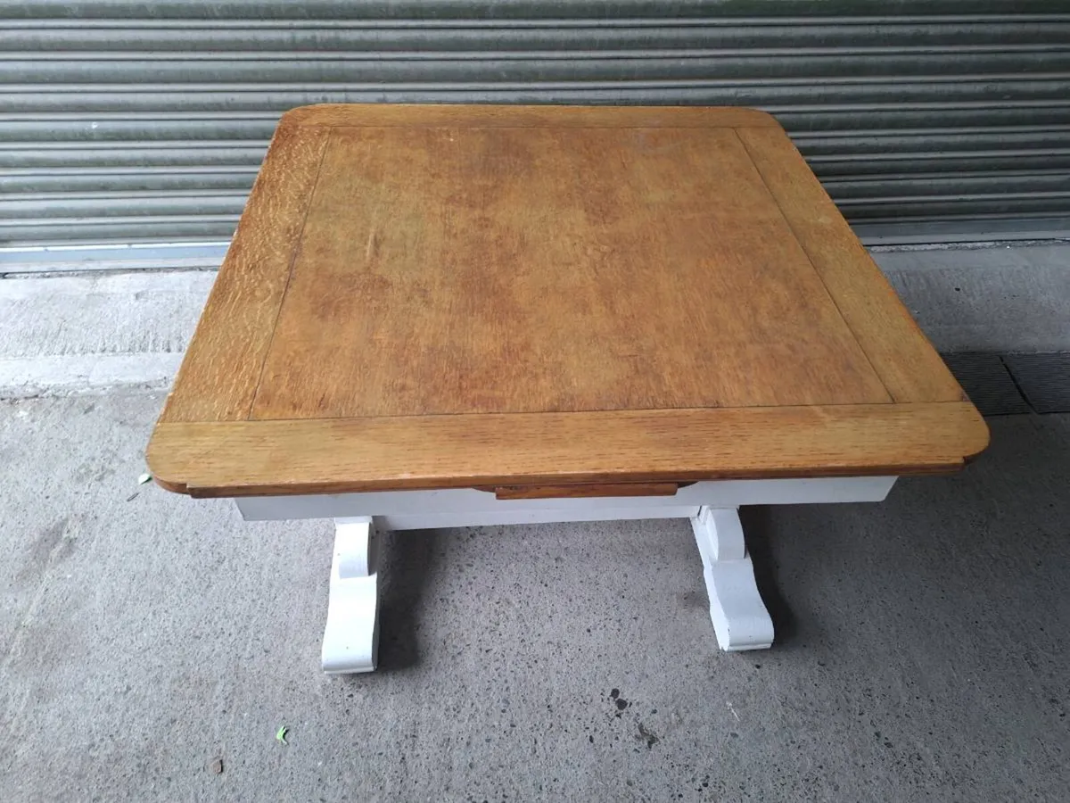 Old Solid Oak Drop Leaf Dining Table (DELIVERY) - Image 4