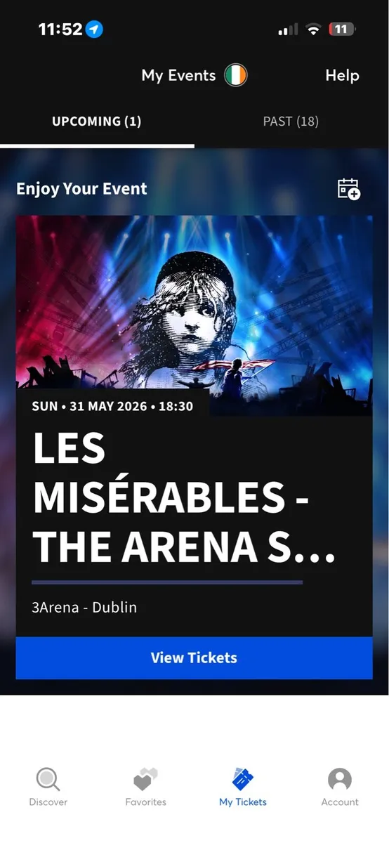 Les miserables tickets for 31-5-26