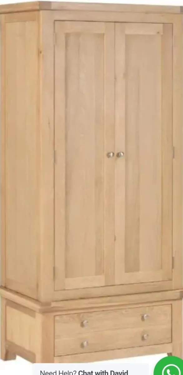 Windsor 2 Door 1 Drawer Wardrobe Natural Oak - Image 4