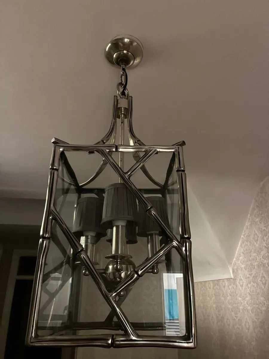 Libra antique silver bamboo ceiling light - Image 3