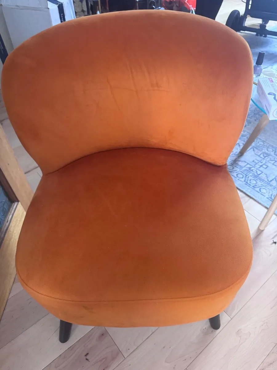 Orange velvet occasional chair - Image 1