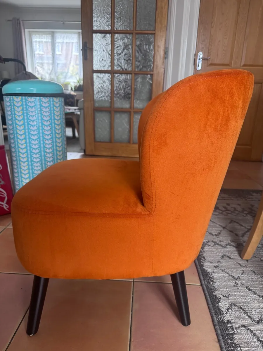 Orange velvet occasional chair - Image 2