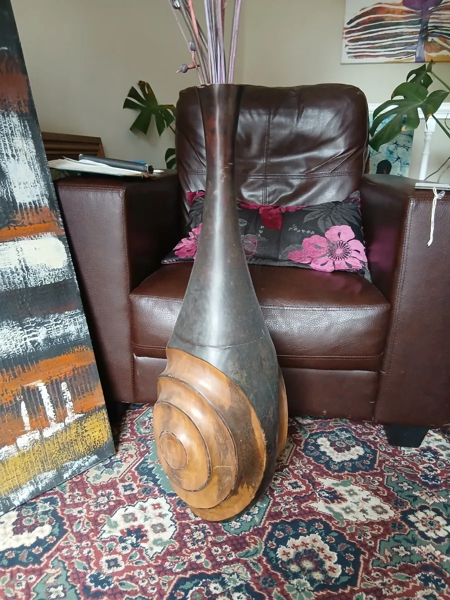 Large heavy hardwood african wooden vase 30 inch - Image 1