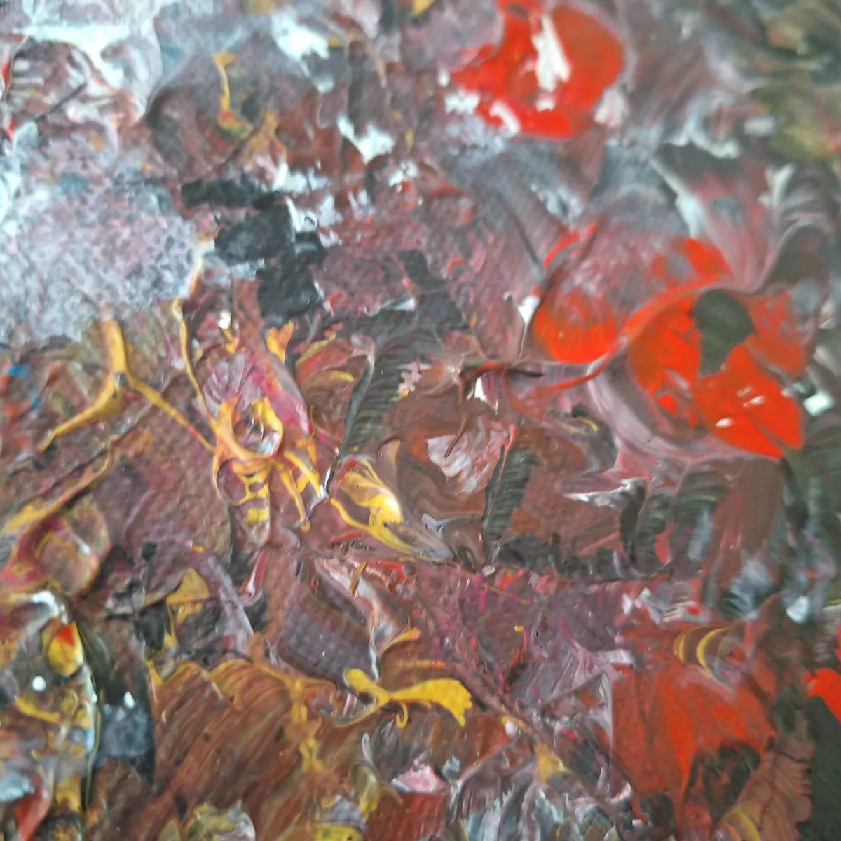 Abstract Red & Black Textured Acrylic Painting - Image 4