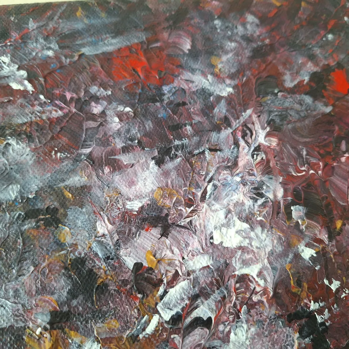 Abstract Red & Black Textured Acrylic Painting - Image 2