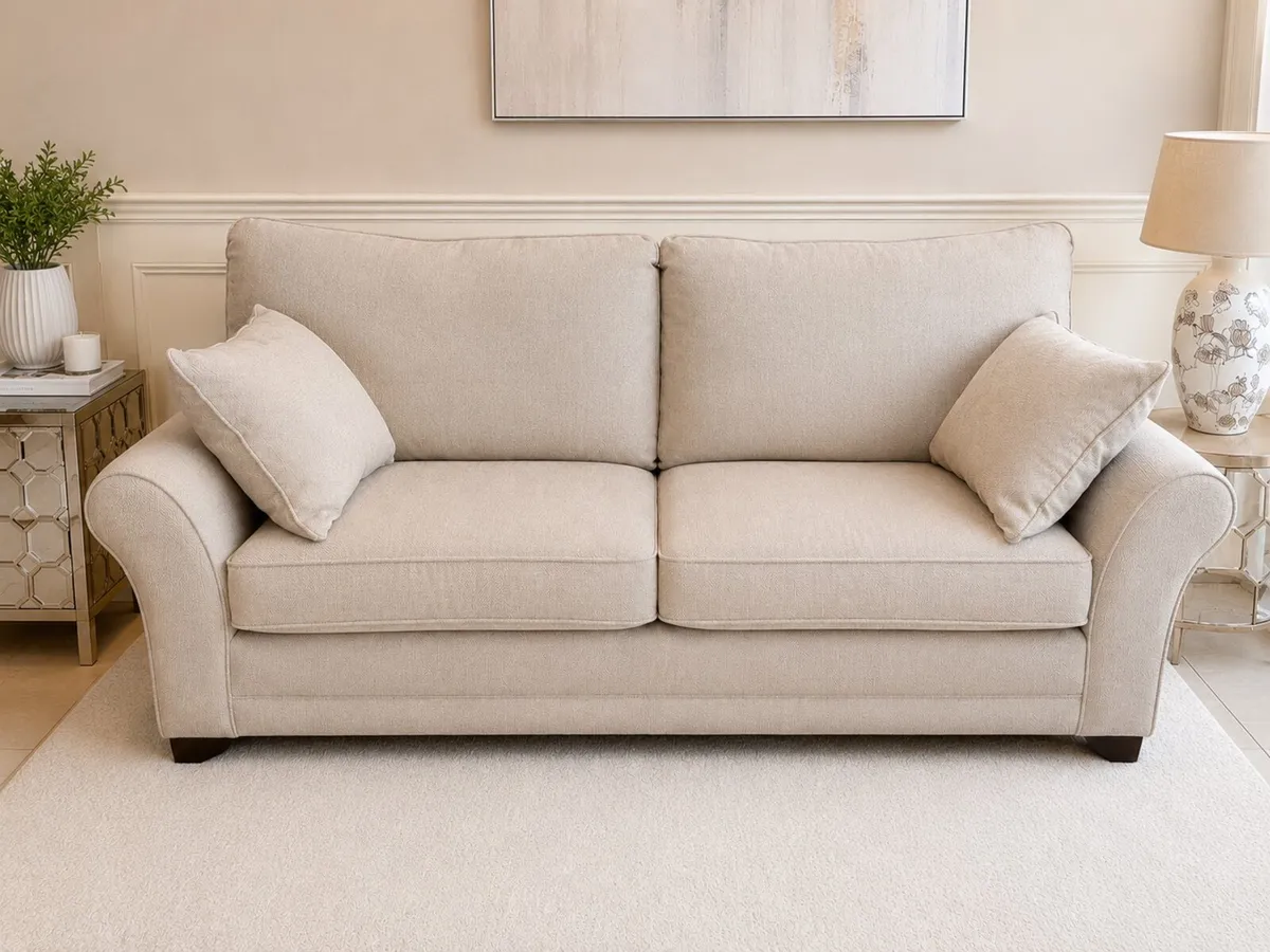 3-seater and 2-seater in Cream/beige fabric - Image 3