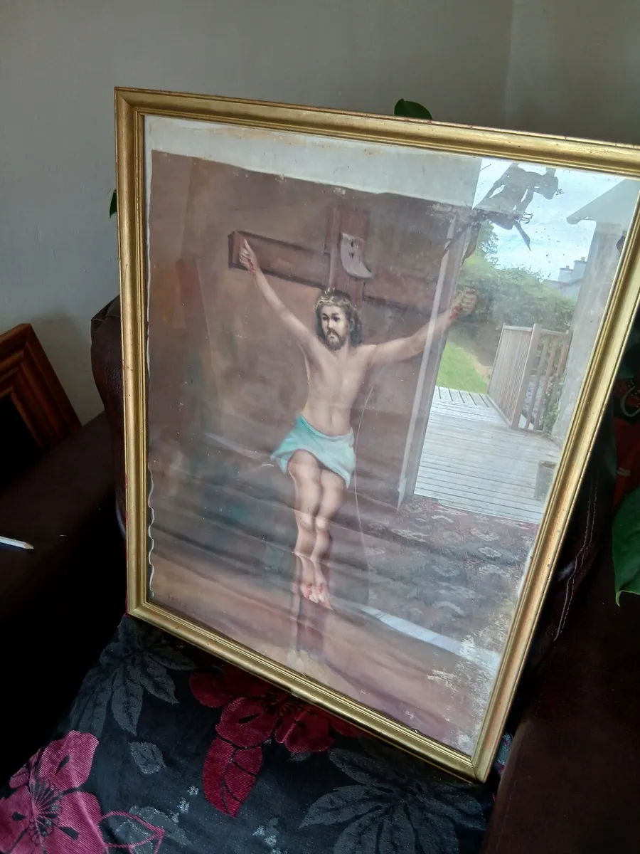painting of christ on canvas late 18th early 19th - Image 1