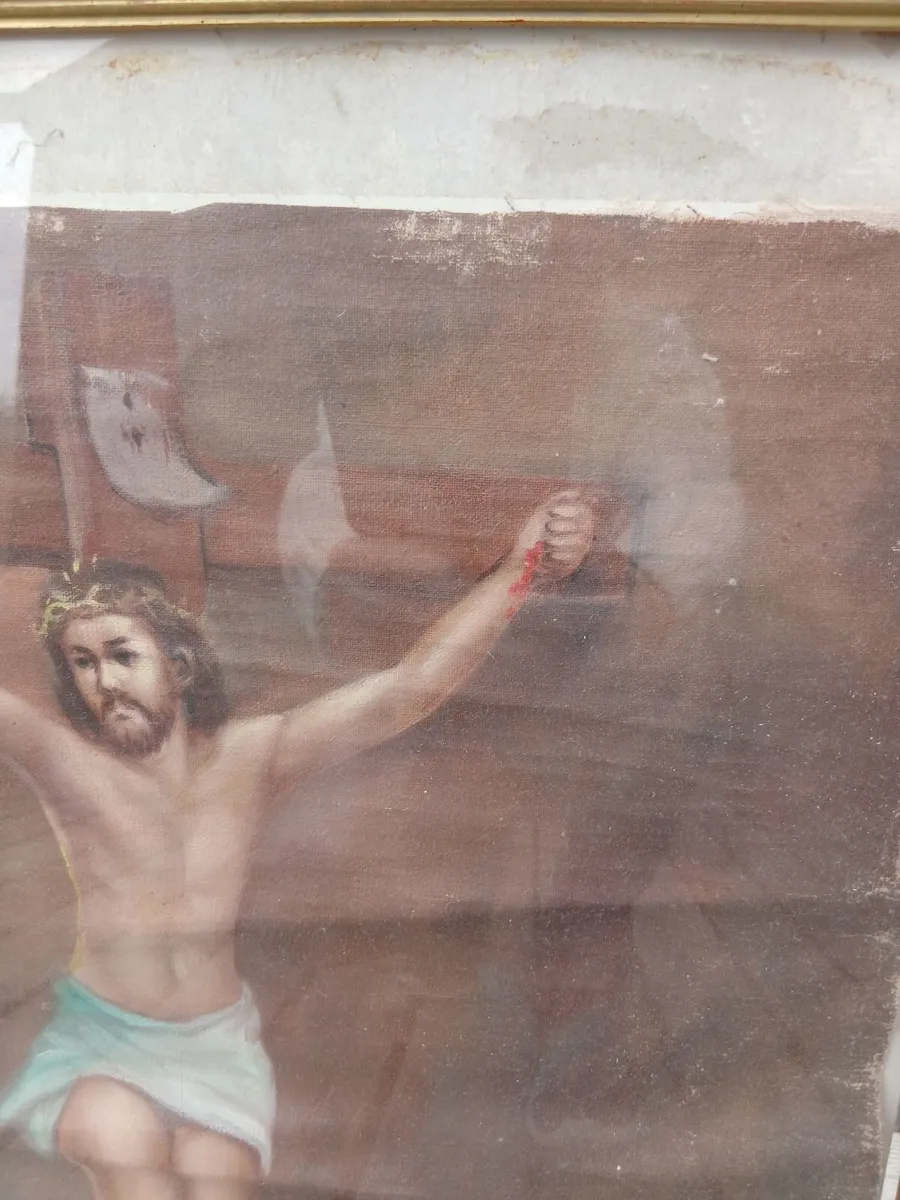 painting of christ on canvas late 18th early 19th - Image 3