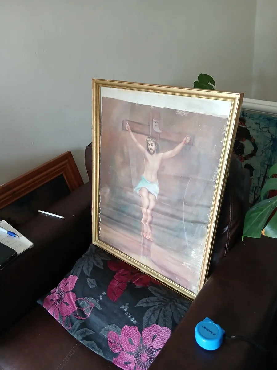 painting of christ on canvas late 18th early 19th - Image 4