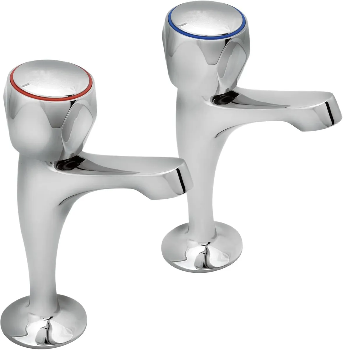 Profile Chrome High Neck Pair Sink Pillar Taps - Image 3