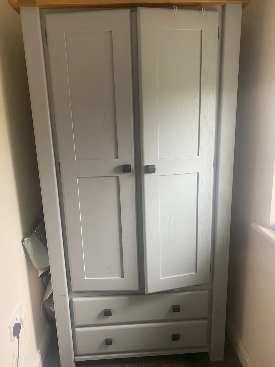 Solid oak wardrobe with two drawers - Image 2