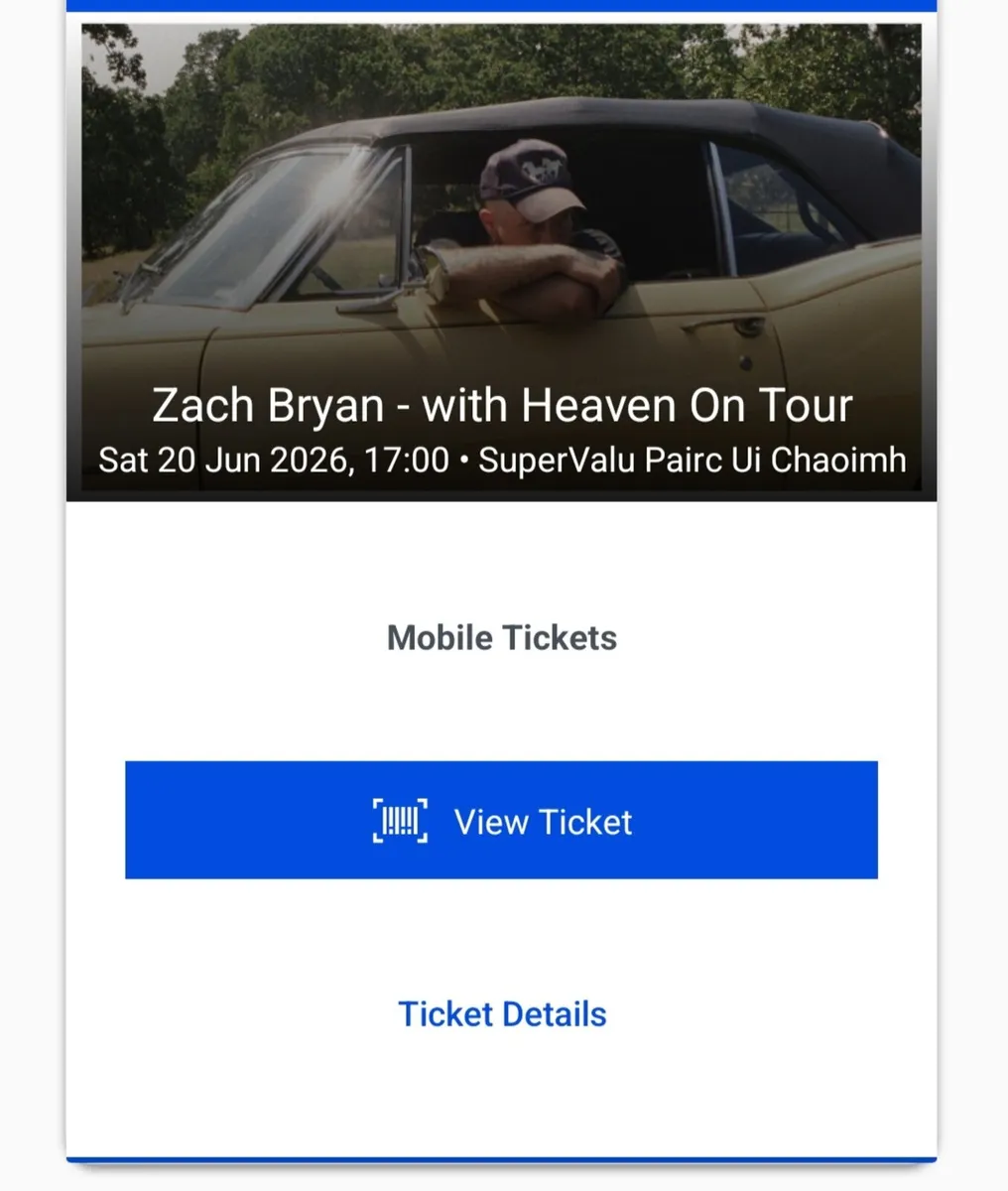 Zach Bryan Tickets x 3 seated- Cork June 20th