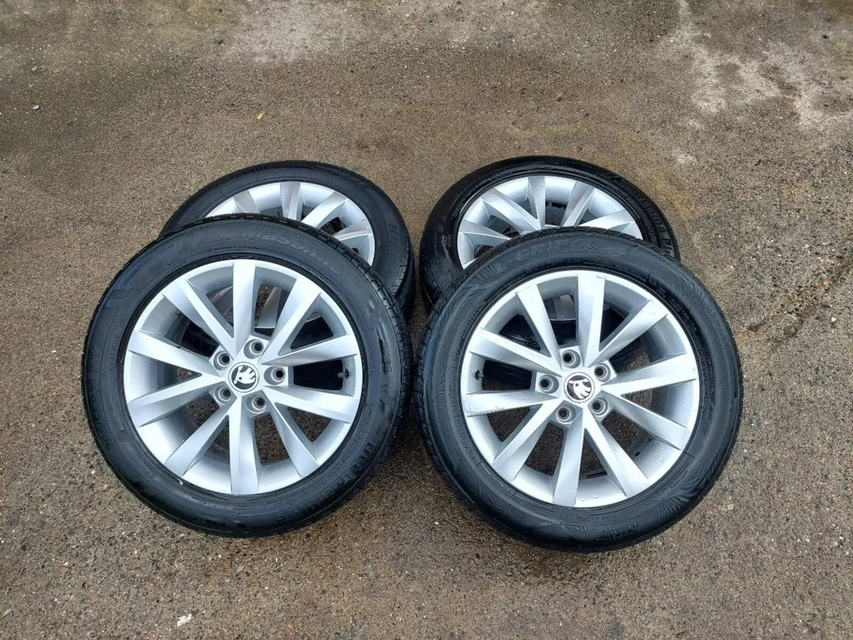 16" SKODA ALLOY WHEELS AND TYRES - Image 2