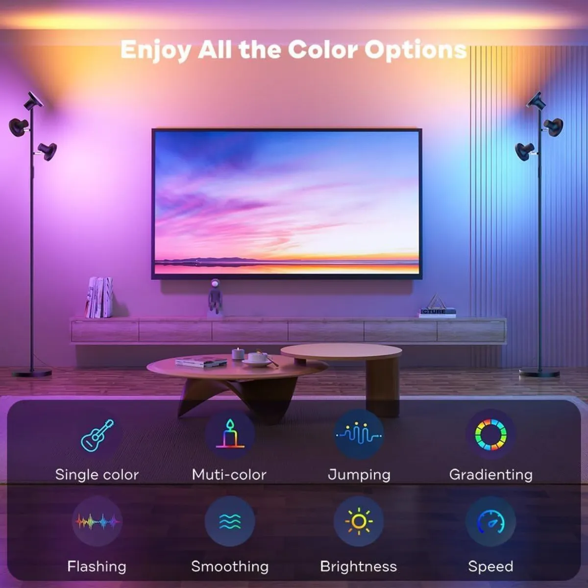 RGB Floor Lamp 36W Bright LED Standing with 3 - Image 2