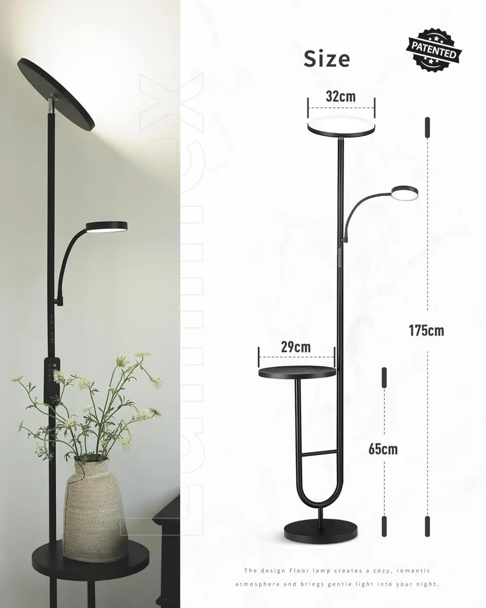 Floor Lamp for Living Room 36W Uplighter with - Image 2