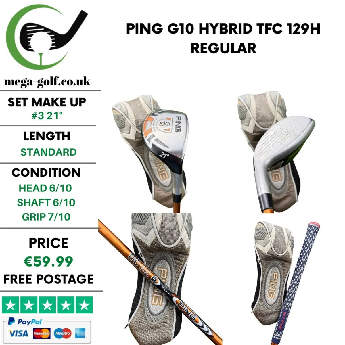 Ping G10 Hybrid / #3 21° / TFC 129H Regular - Image 1
