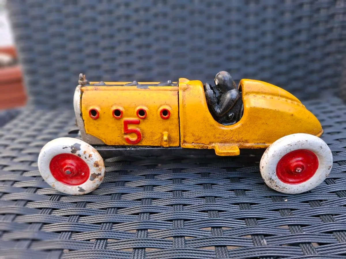 Old Heavy Cast Iron Race Car - Image 3