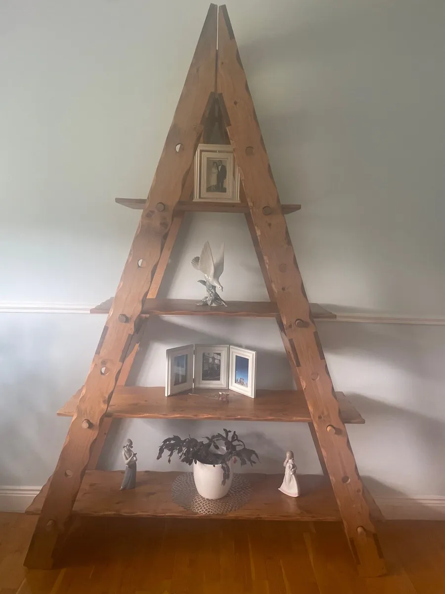 Pine ladder shelving unit - Image 1