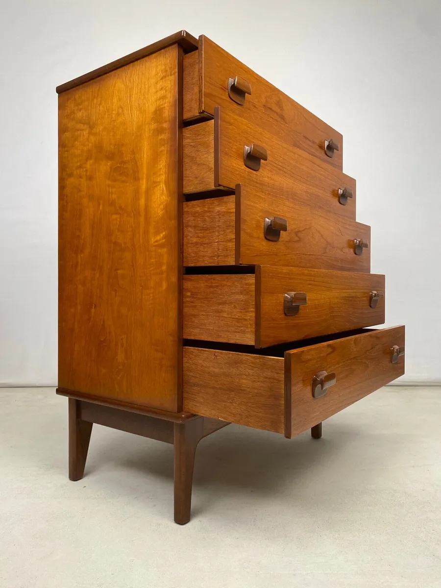 Mid Century Teak Tallboy Chest of Drawers - Image 1