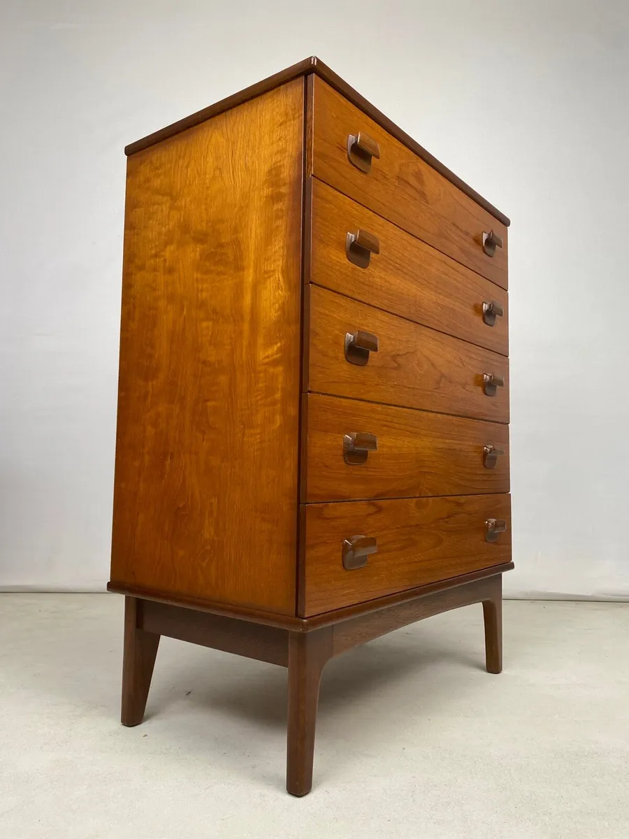 Mid Century Teak Tallboy Chest of Drawers - Image 4