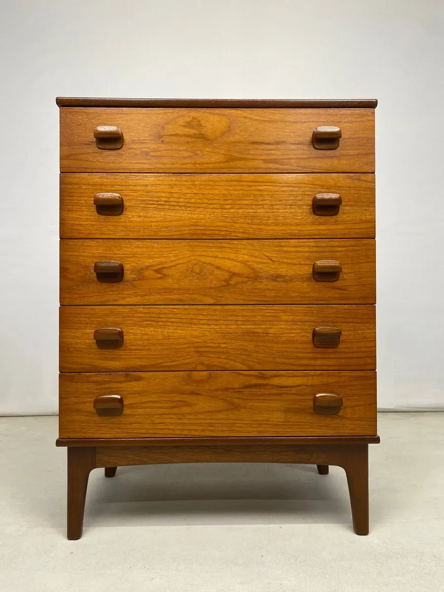 Mid Century Teak Tallboy Chest of Drawers - Image 2