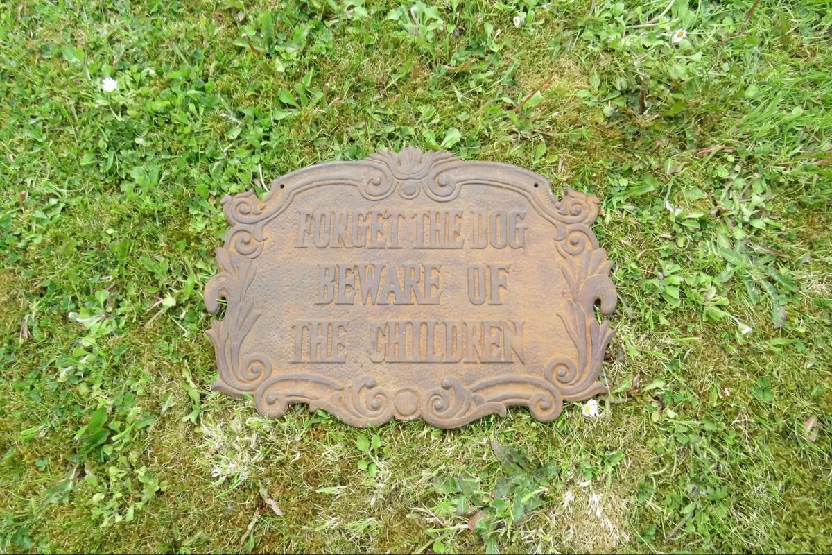 Vintage,  Double sided cast iron hanging sign - Image 1