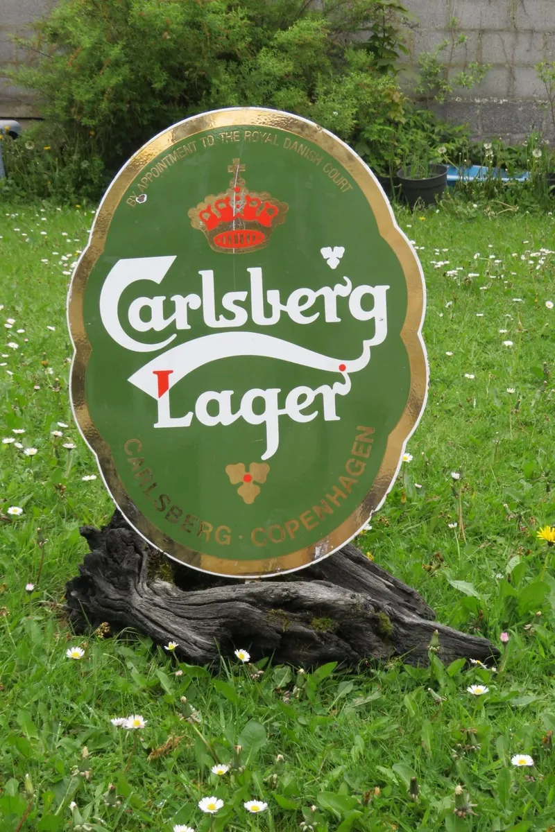 Original Heavy Enamel Carlsberg Lager Oval Sign - Image 1