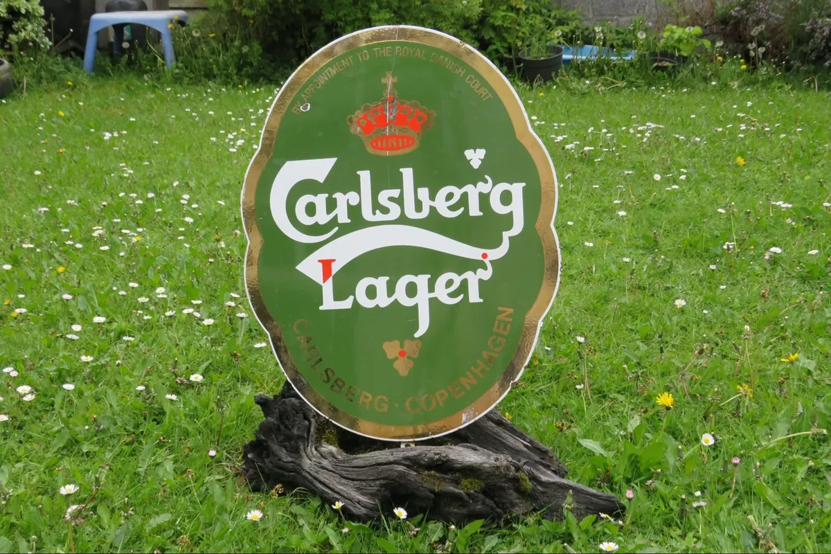 Original Heavy Enamel Carlsberg Lager Oval Sign - Image 2