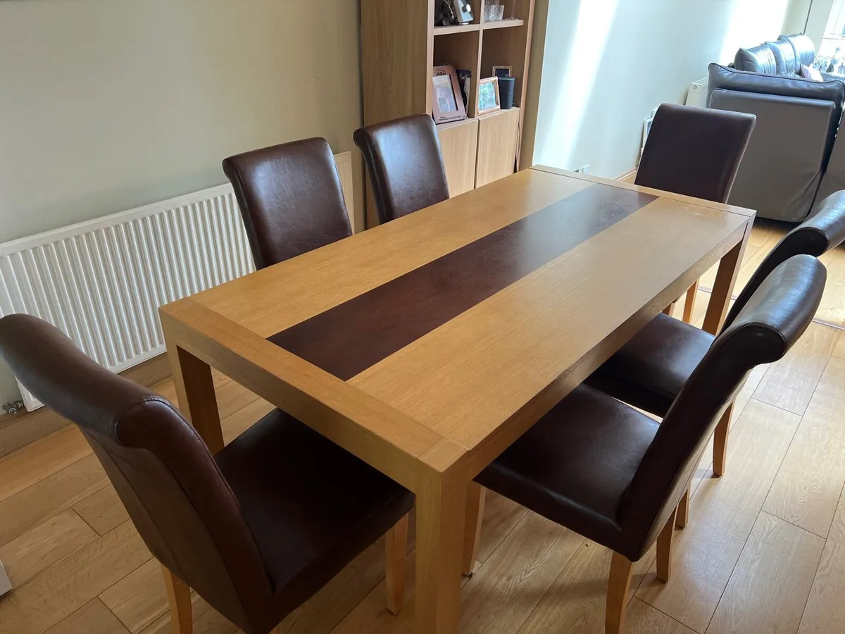 Dining Table & 6 Leather Chairs - Image 1