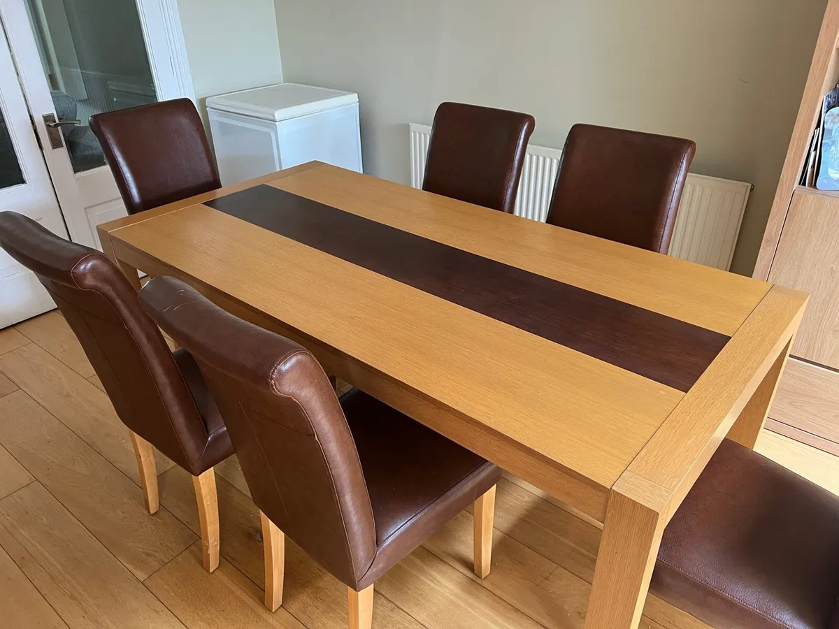 Dining Table & 6 Leather Chairs - Image 3