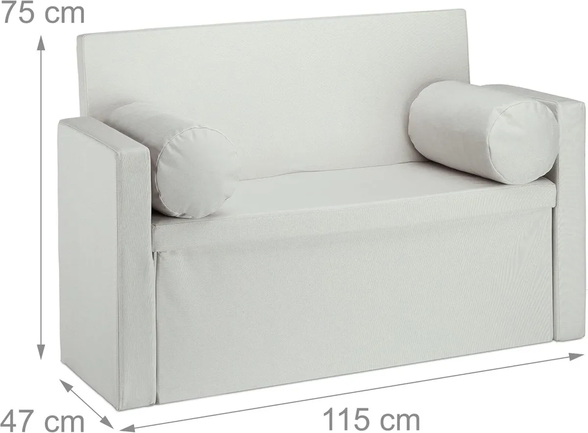 Bench Seat with Backrest Pillows Foldable Storage - Image 3