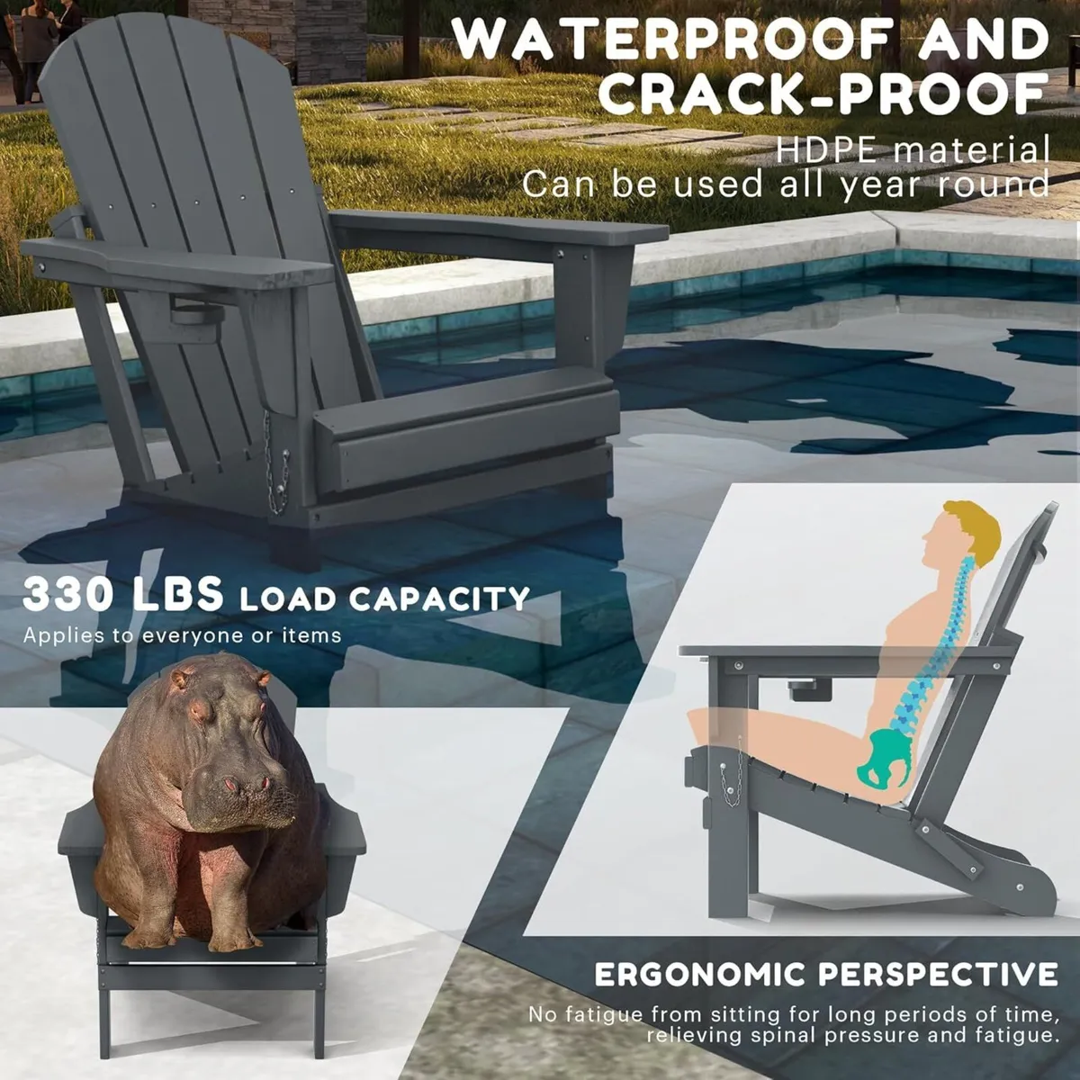 Adirondack Chairs HDPE All-Weather Folding Chair - Image 4