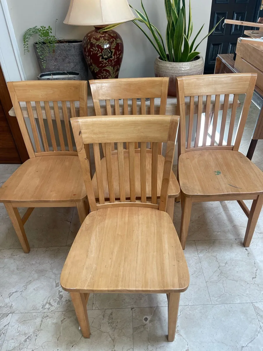 4 x Sturdy Wooden Kitchen Dining Chairs - Deliver - Image 1