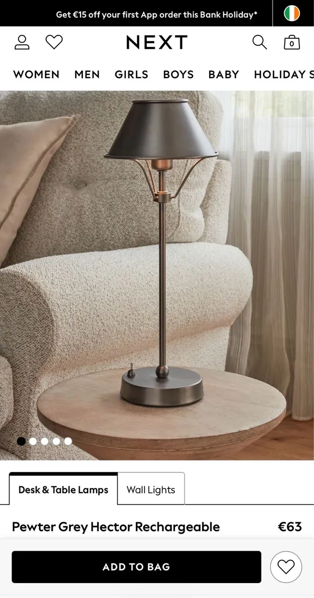 *SAVE €76* 2 x Next Hector Rechargeable Lamps - Image 2
