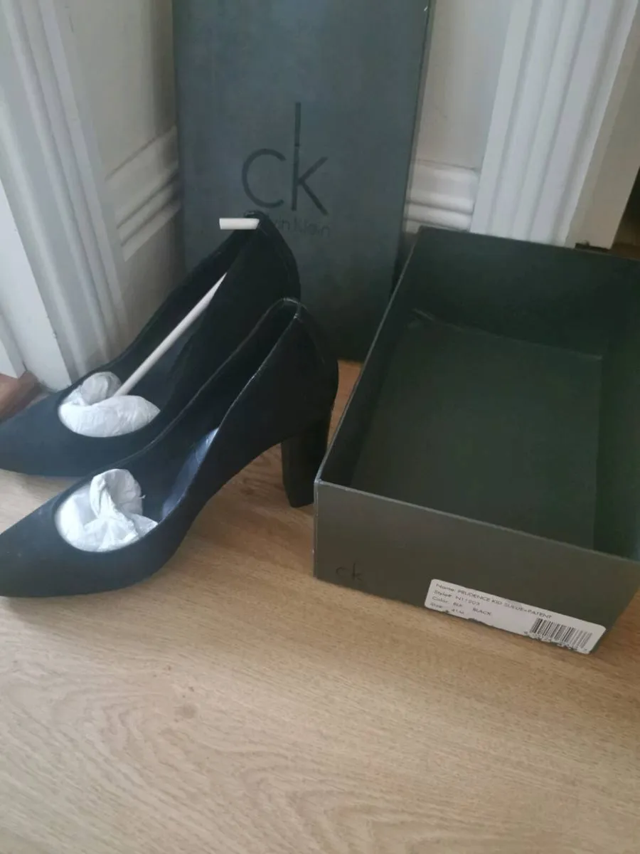 Calvin Klein Prudence black suede & patent heels - Image 1