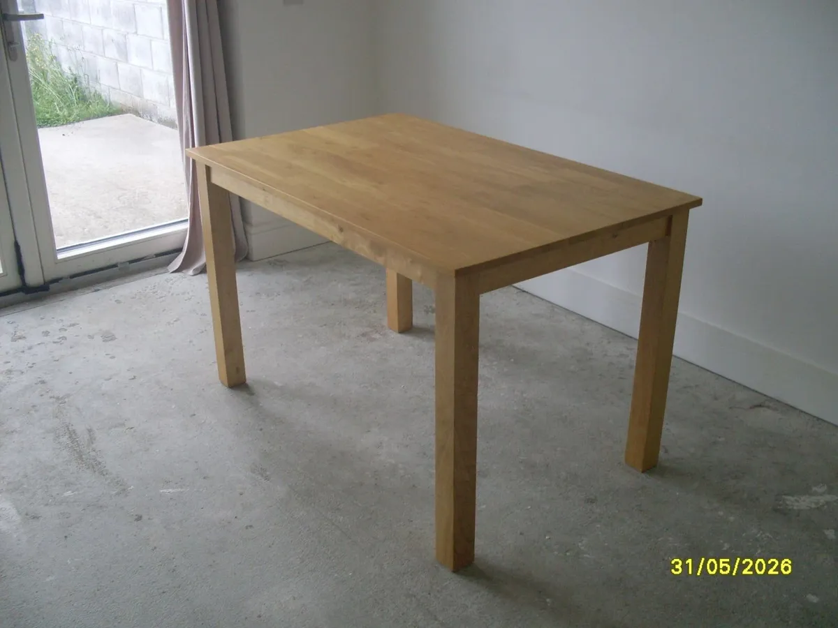 4ft Solid Oak Dining Table and Chairs - Image 2