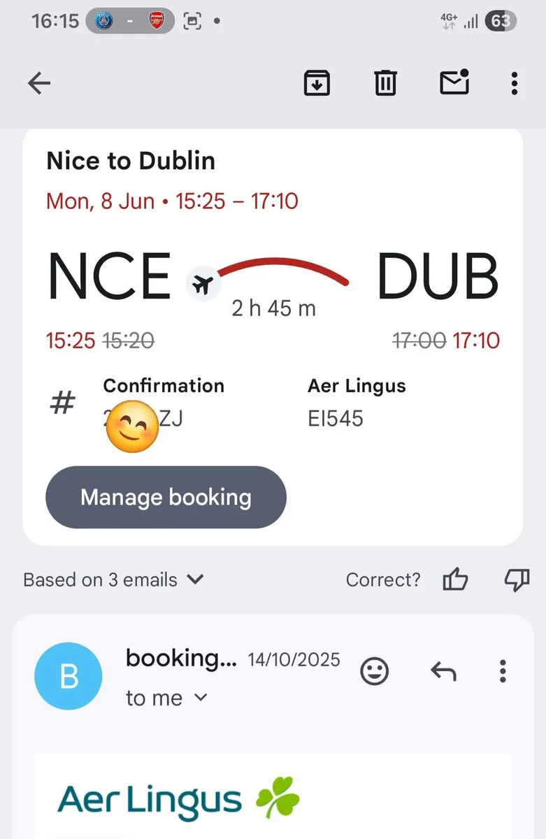 2 flights Nice to Dublin - Image 1