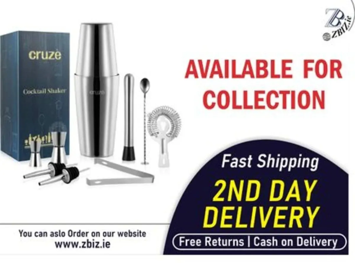 9pc Cocktail Shaker Kit with Stand - Image 1