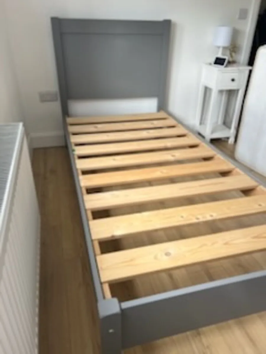 Single Grey Wooden Bedframe - Image 1