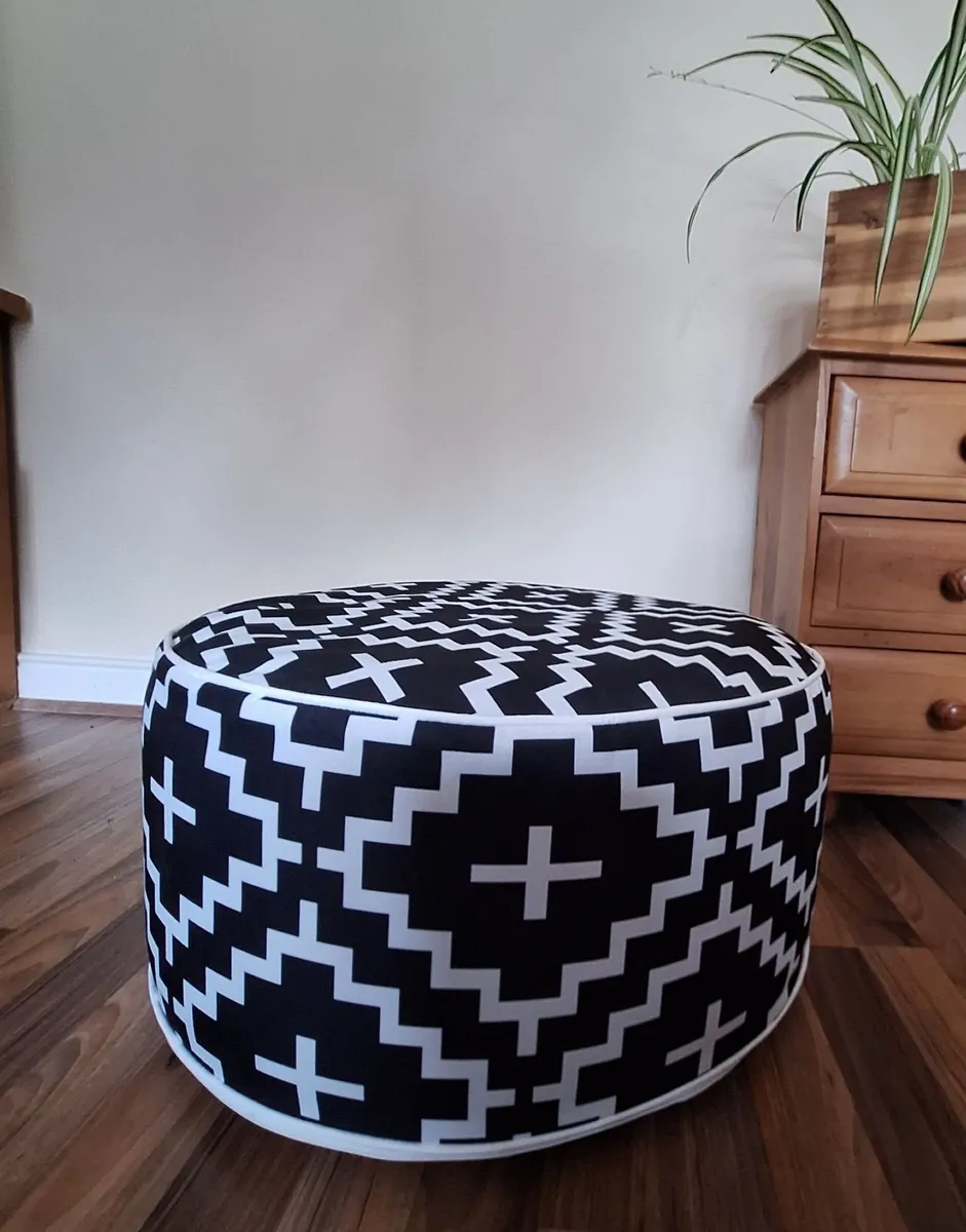 Stylish Geometric Pouffe – Footstool & Extra Seat - Image 2