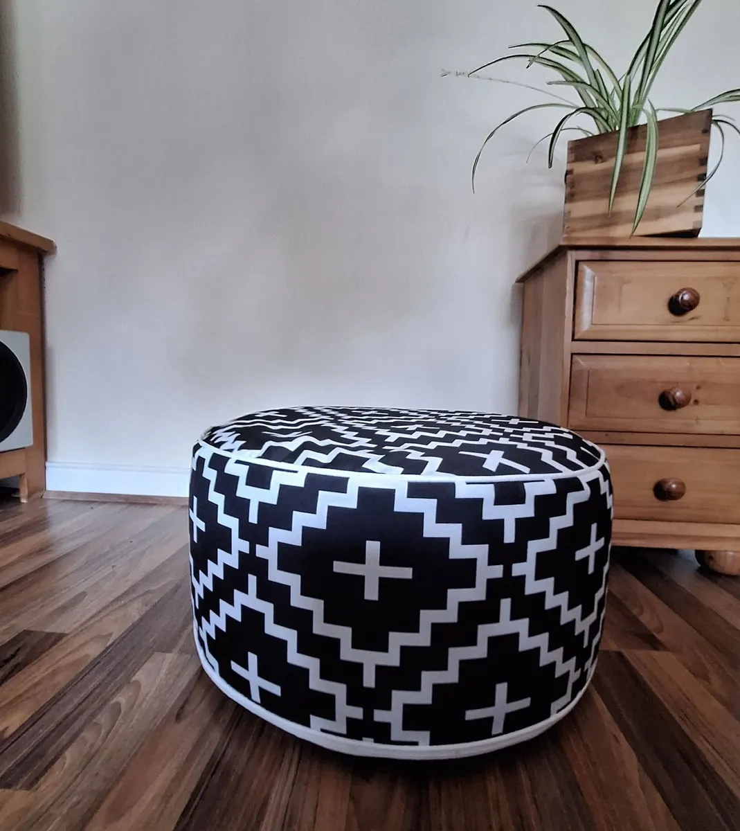Stylish Geometric Pouffe – Footstool & Extra Seat - Image 1