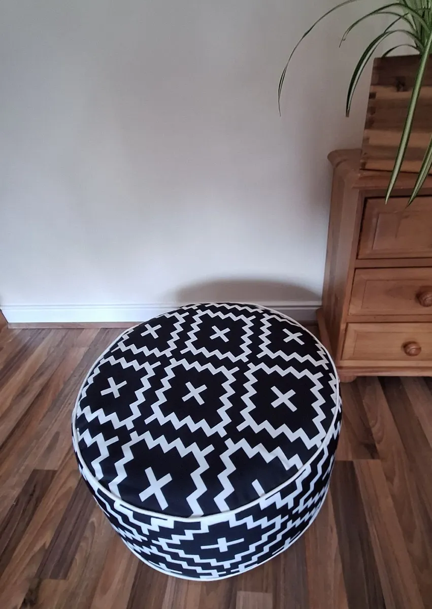 Stylish Geometric Pouffe – Footstool & Extra Seat - Image 3