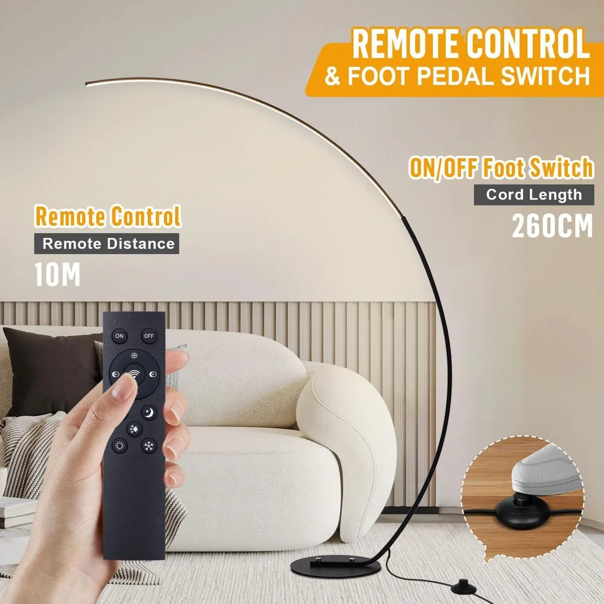 LED Floor Lamps for Living Room 25W Modern Arc - Image 4