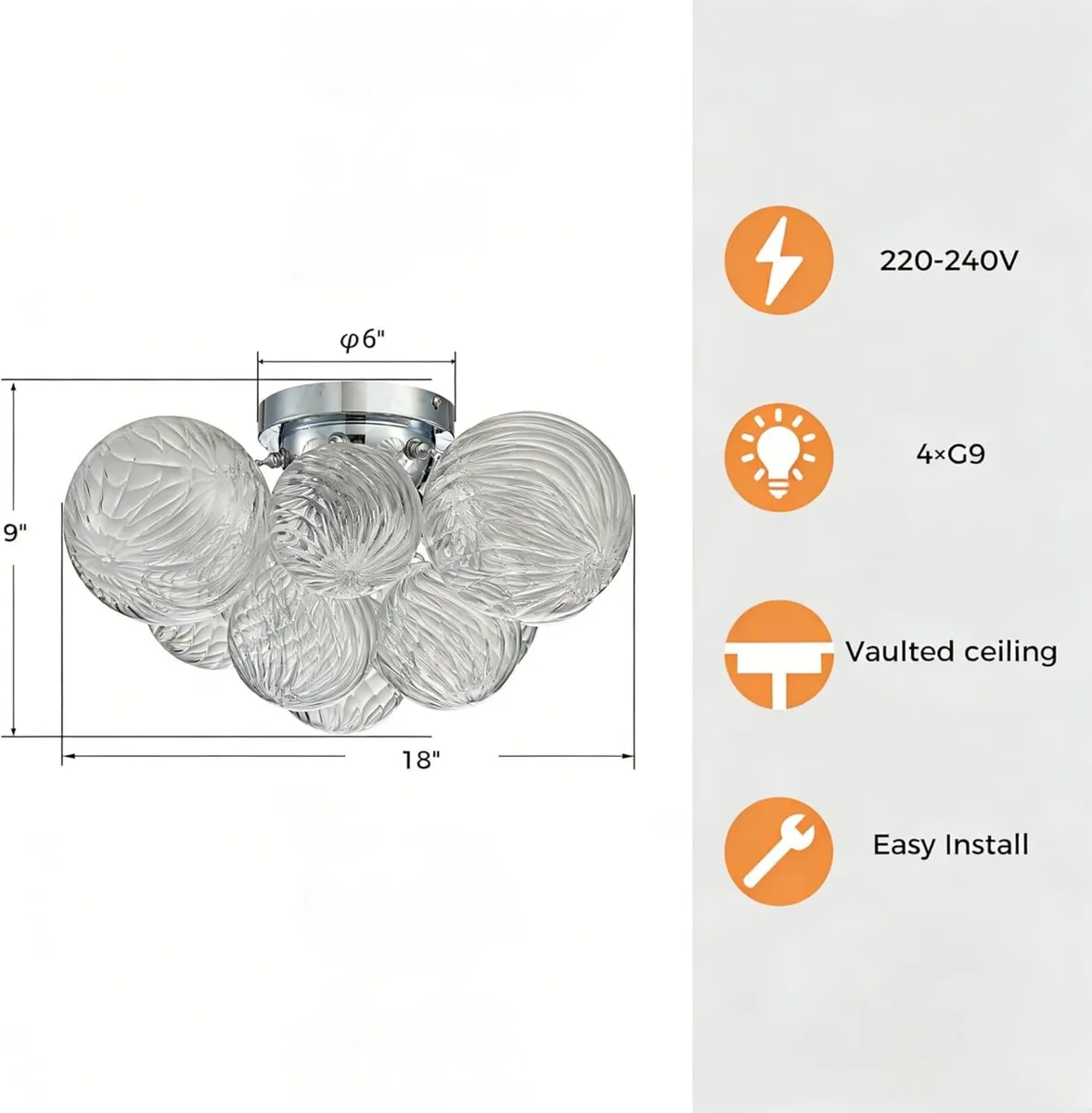 Modern Bubble Glass Ceiling Light Fixture 4-Light - Image 3