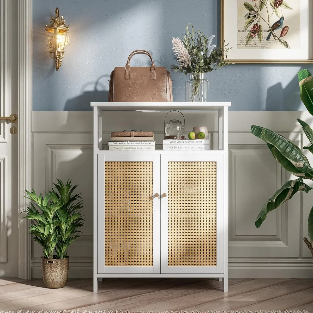 Bamboo Floor Rattan Cabinet Bathroom Storage - Image 2