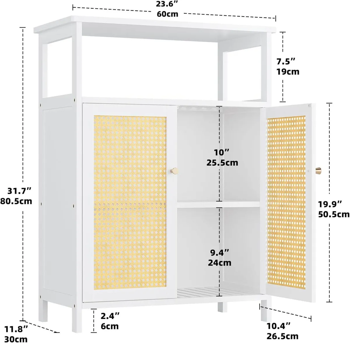 Bamboo Floor Rattan Cabinet Bathroom Storage - Image 3