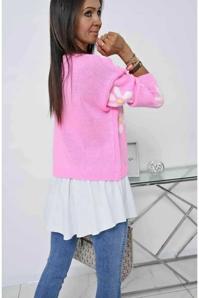 Women's pink floral sweater size uni - Image 1