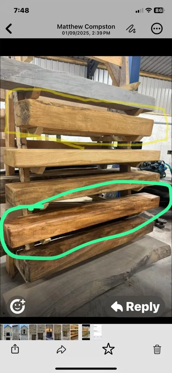 Mantle beams live edge straight cut  free fixing - Image 2