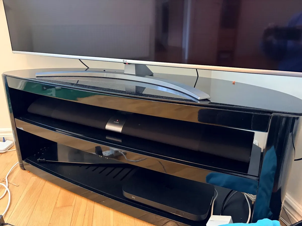Black TV stand (suitable for 65" tv) with shelves - Image 2
